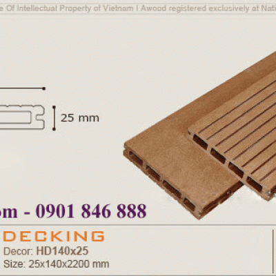 Sàn gỗ ngoài trời hd140x25【giá tốt nhất】